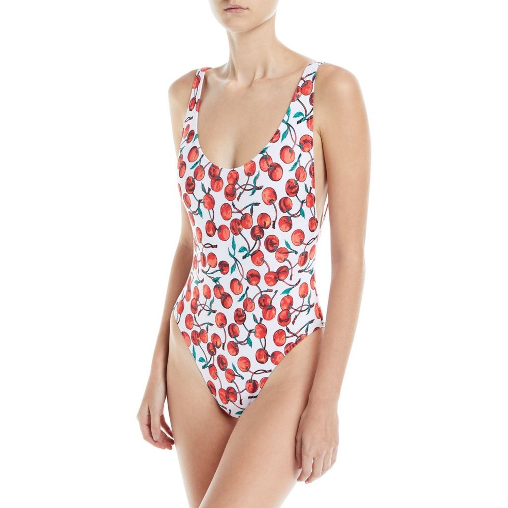 NWT ($185) Milly Cherry Classic Deep Side Scoop Tank One Piece